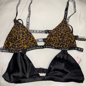 Kendall & Kylie Leopard Print & Black Triangle Bralettes and Victoria Secret.